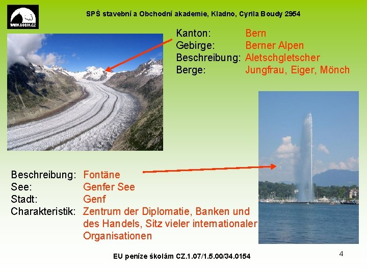 SPŠ stavební a Obchodní akademie, Kladno, Cyrila Boudy 2954 Kanton: Gebirge: Beschreibung: Berge: Beschreibung: