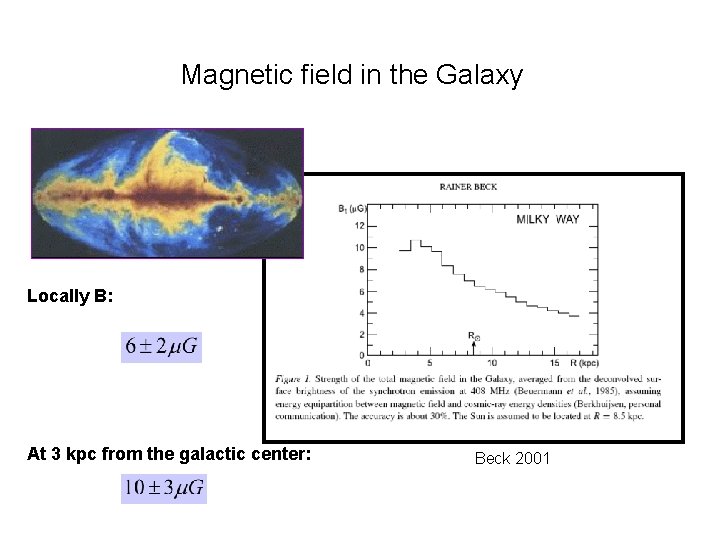 Magnetic field in the Galaxy Locally B: At 3 kpc from the galactic center: