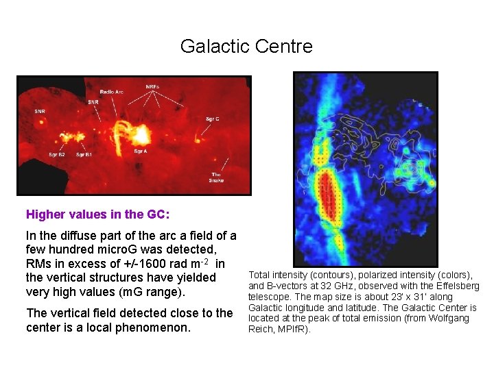 Galactic Centre Higher values in the GC: In the diffuse part of the arc