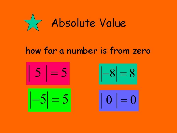 Absolute Value how far a number is from zero 