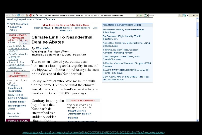 www. washingtonpost. com/wp-dyn/content/article/2007/09/12/AR 2007091202323. html? hpid=moreheadlines 