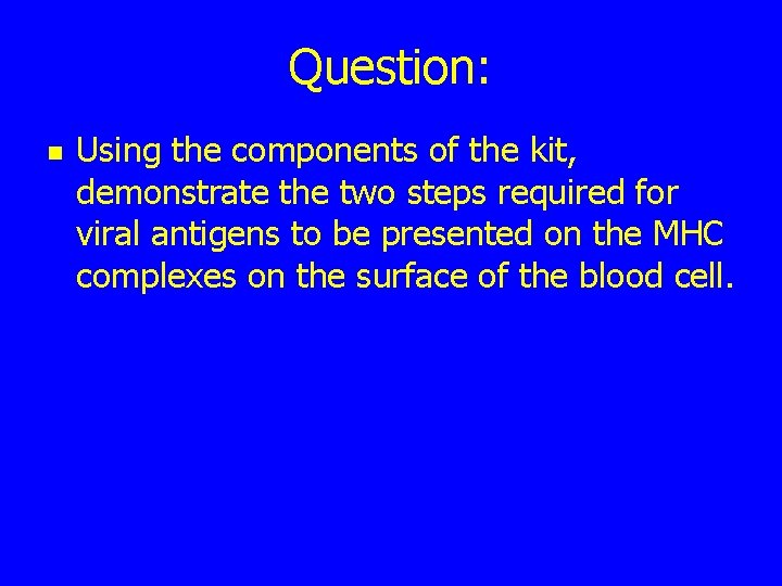 Question: n Using the components of the kit, demonstrate the two steps required for