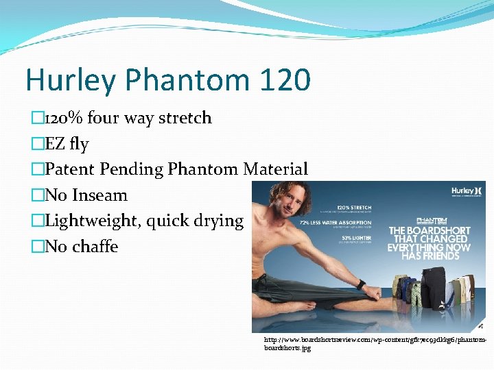 Hurley Phantom 120 � 120% four way stretch �EZ fly �Patent Pending Phantom Material