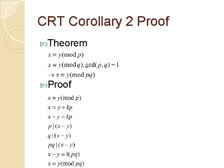 CRT Corollary 2 Proof Theorem Proof 