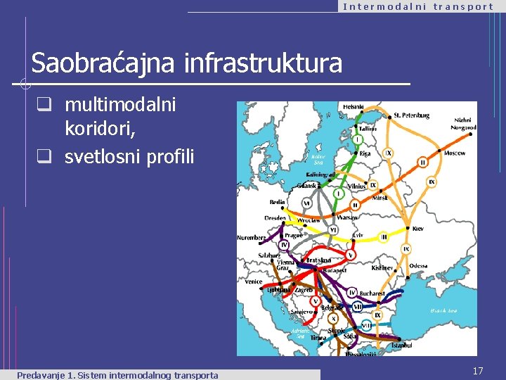 Intermodalni transport Saobraćajna infrastruktura q multimodalni koridori, q svetlosni profili Predavanje 1. Sistem intermodalnog