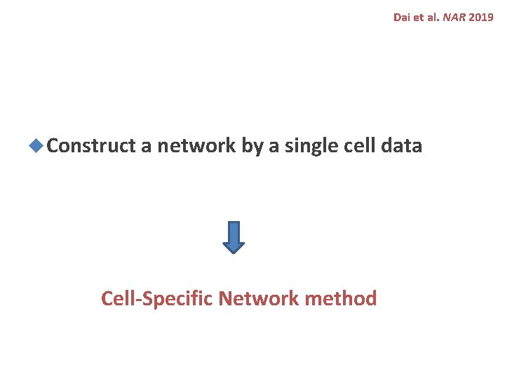 Dai et al. NAR 2019 Construct a network by a single cell data Cell-Specific