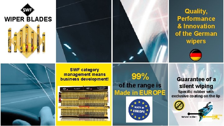 Quality, Performance & Innovation of the German wipers WIPER BLADES SWF category management means
