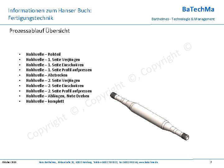 Ba. Tech. Ma Informationen zum Hanser Buch: Fertigungstechnik Barthelmes - Technologie & Management Prozessablauf