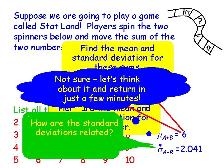 Suppose we are going to play a game called Stat Land! Players spin the
