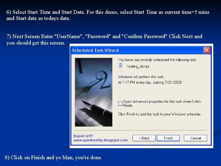6) Select Start Time and Start Date. For this demo, select Start Time as