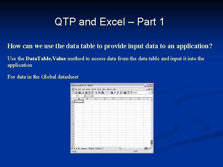 QTP and Excel – Part 1 How can we use the data table to