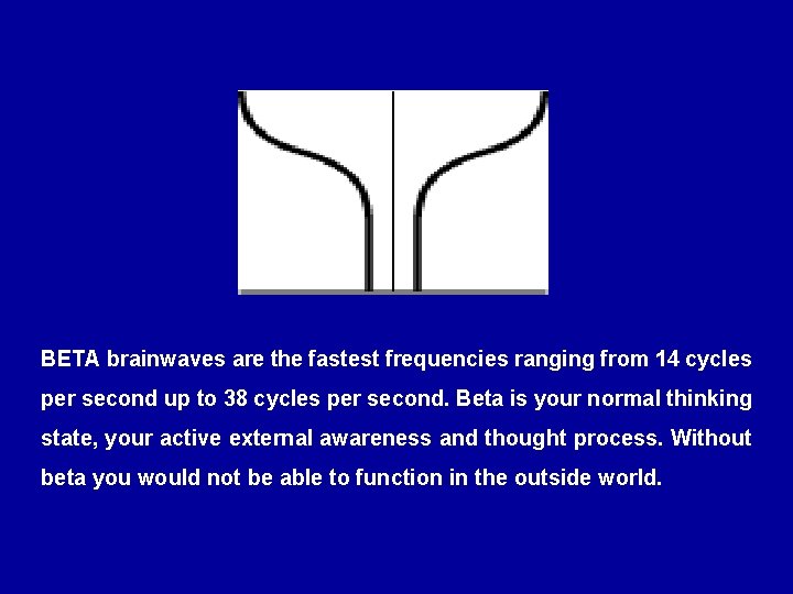 BETA brainwaves are the fastest frequencies ranging from 14 cycles per second up to