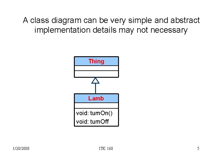 A class diagram can be very simple and abstract implementation details may not necessary