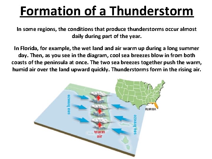 Formation of a Thunderstorm In some regions, the conditions that produce thunderstorms occur almost