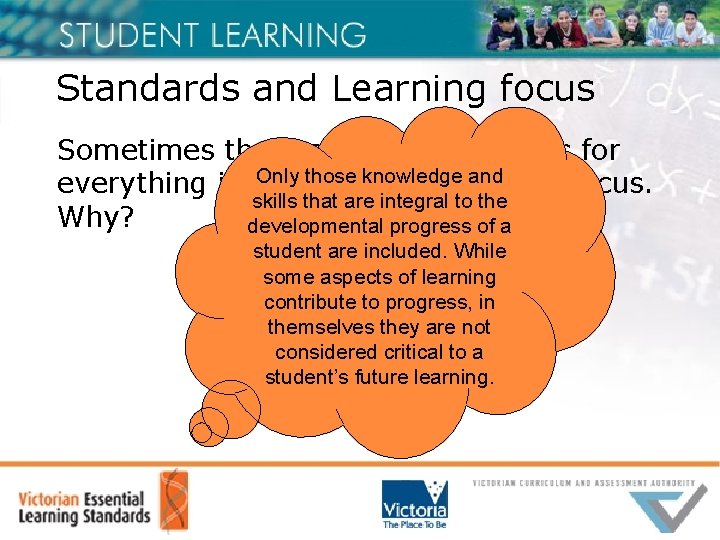 Standards and Learning focus Sometimes there are NOT standards for Only those knowledge and