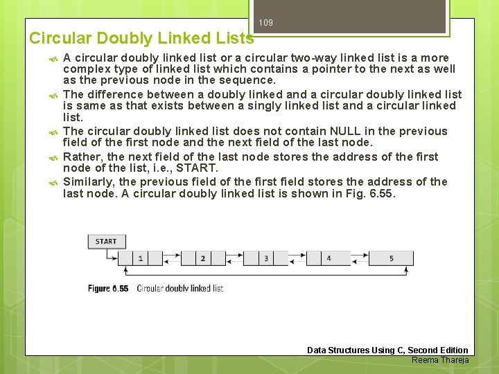 109 Circular Doubly Linked Lists A circular doubly linked list or a circular two-way