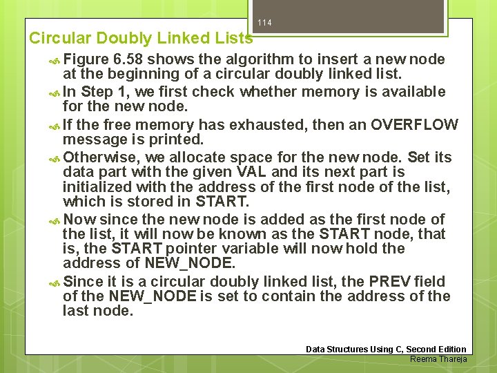 114 Circular Doubly Linked Lists Figure 6. 58 shows the algorithm to insert a
