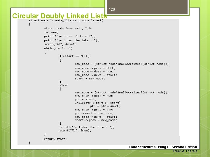 120 Circular Doubly Linked Lists Data Structures Using C, Second Edition Reema Thareja 