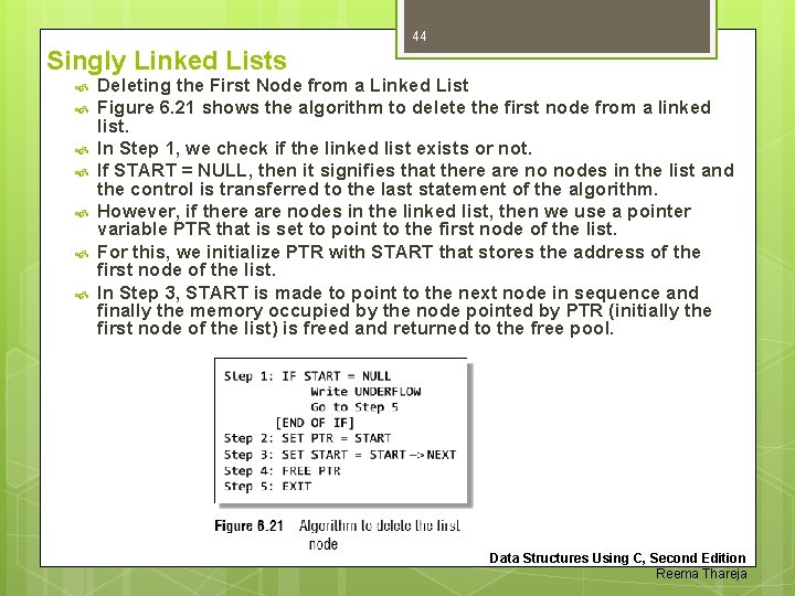 44 Singly Linked Lists Deleting the First Node from a Linked List Figure 6.