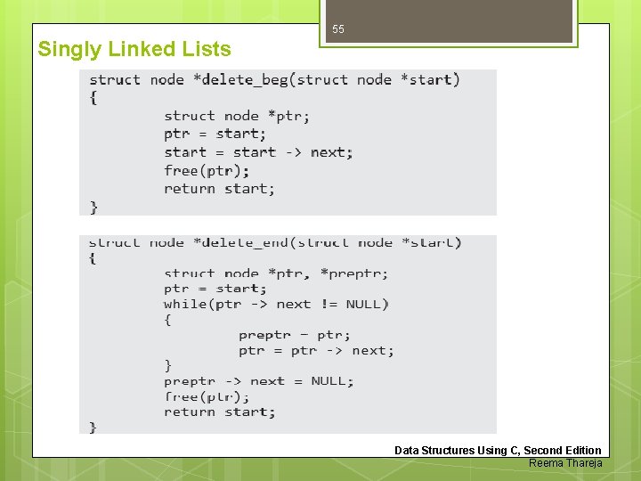 55 Singly Linked Lists Data Structures Using C, Second Edition Reema Thareja 