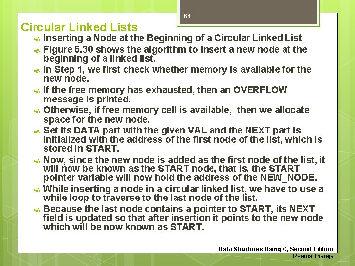 64 Circular Linked Lists Inserting a Node at the Beginning of a Circular Linked