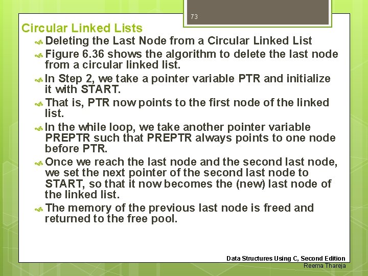 73 Circular Linked Lists Deleting the Last Node from a Circular Linked List Figure