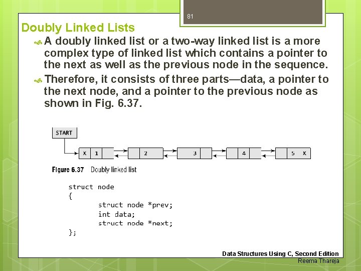 81 Doubly Linked Lists A doubly linked list or a two-way linked list is