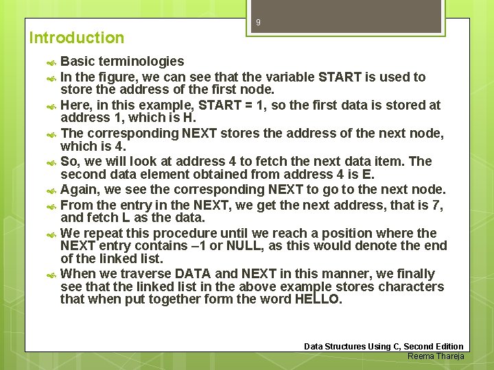 9 Introduction Basic terminologies In the figure, we can see that the variable START