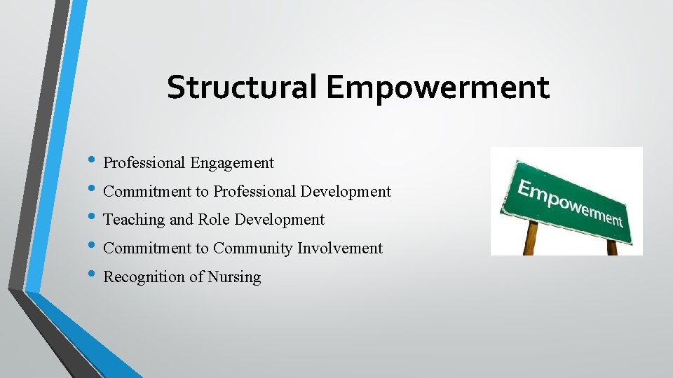 Structural Empowerment • Professional Engagement • Commitment to Professional Development • Teaching and Role