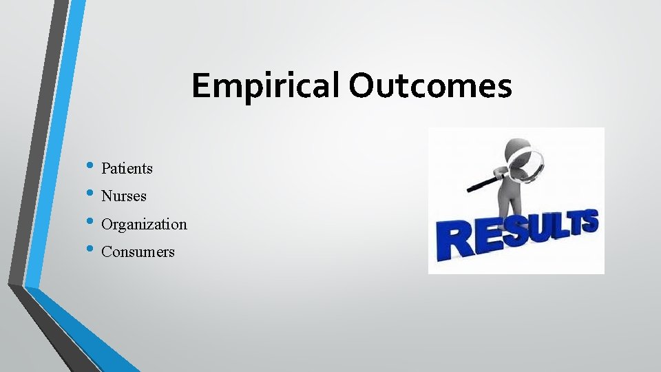 Empirical Outcomes • Patients • Nurses • Organization • Consumers 