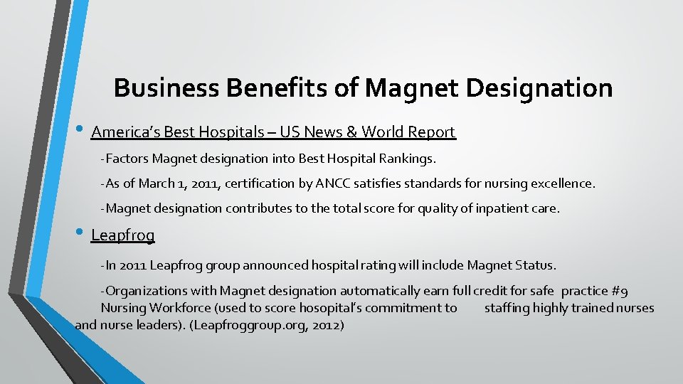 Business Benefits of Magnet Designation • America’s Best Hospitals – US News & World