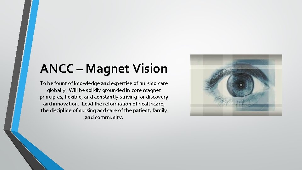 ANCC – Magnet Vision To be fount of knowledge and expertise of nursing care