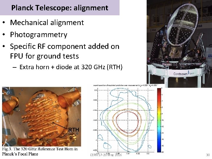 Planck Telescope: alignment • Mechanical alignment • Photogrammetry • Specific RF component added on