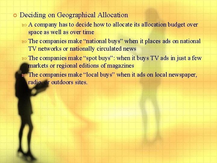  Deciding on Geographical Allocation A company has to decide how to allocate its