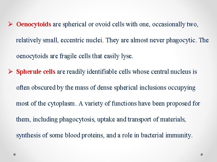 Ø Oenocytoids are spherical or ovoid cells with one, occasionally two, relatively small, eccentric