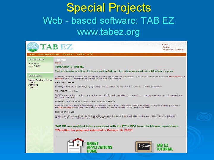 Special Projects Web - based software: TAB EZ www. tabez. org 