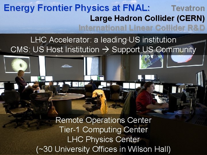 Energy Frontier Physics at FNAL: Tevatron Large Hadron Collider (CERN) International Linear Collider R&D