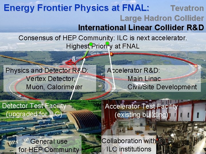 Energy Frontier Physics at FNAL: Tevatron Large Hadron Collider International Linear Collider R&D Consensus