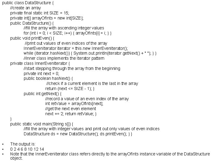 public class Data. Structure { //create an array private final static int SIZE =