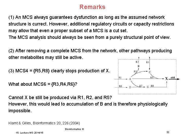 Remarks (1) An MCS always guarantees dysfunction as long as the assumed network structure