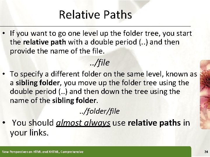 Relative Paths XP • If you want to go one level up the folder
