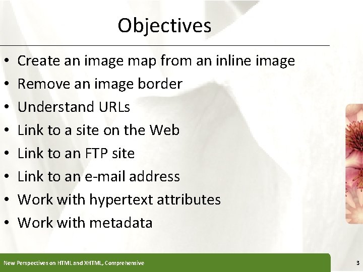Objectives • • XP Create an image map from an inline image Remove an