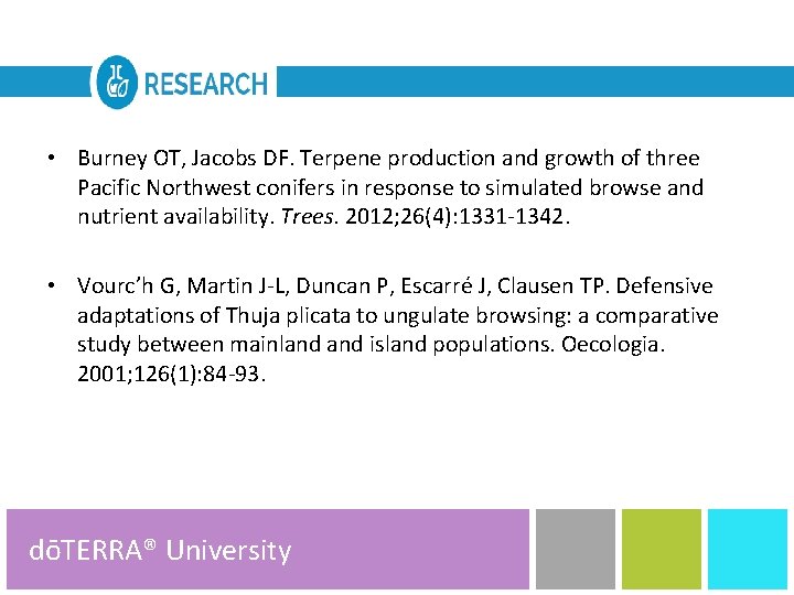  • Burney OT, Jacobs DF. Terpene production and growth of three Pacific Northwest