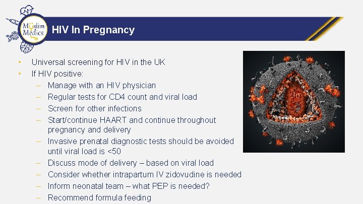 HIV In Pregnancy • • Universal screening for HIV in the UK If HIV