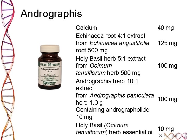 Andrographis Calcium Echinacea root 4: 1 extract from Echinacea angustifolia root 500 mg Holy
