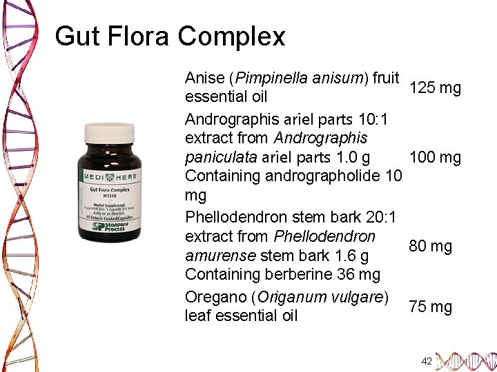 Gut Flora Complex Anise (Pimpinella anisum) fruit essential oil Andrographis ariel parts 10: 1