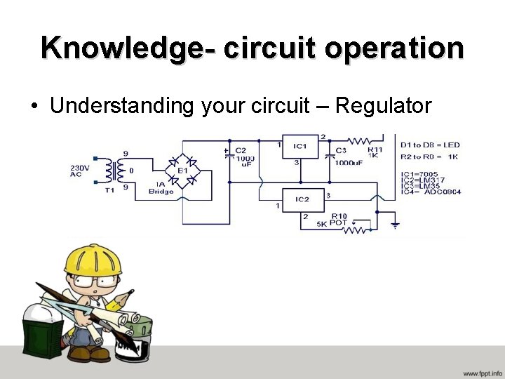 Knowledge- circuit operation • Understanding your circuit – Regulator 