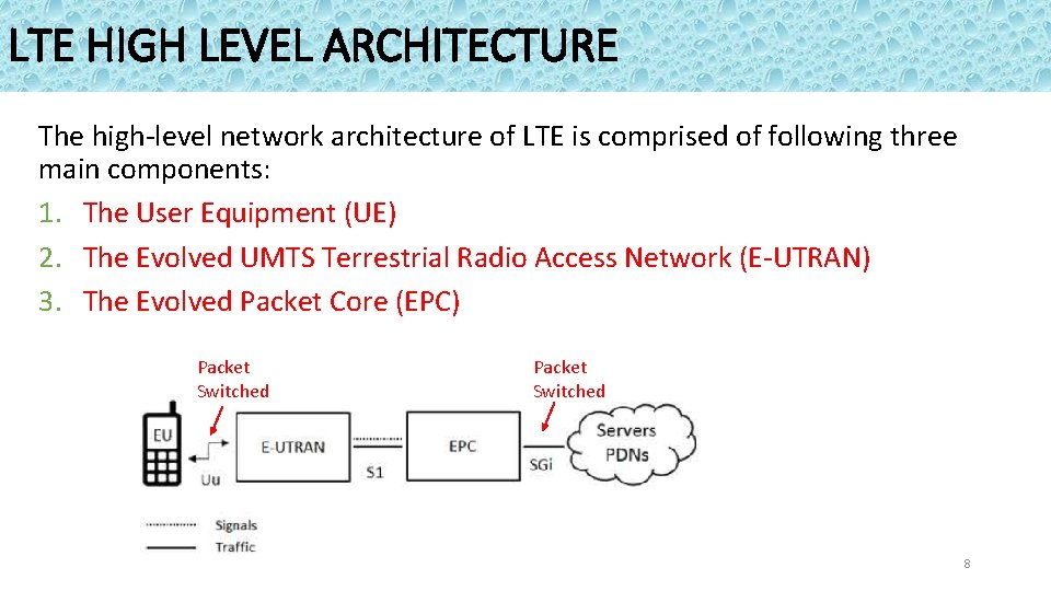 LTE HIGH LEVEL ARCHITECTURE The high-level network architecture of LTE is comprised of following