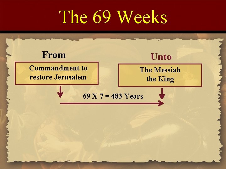 The 69 Weeks From Unto Commandment to restore Jerusalem The Messiah the King 69