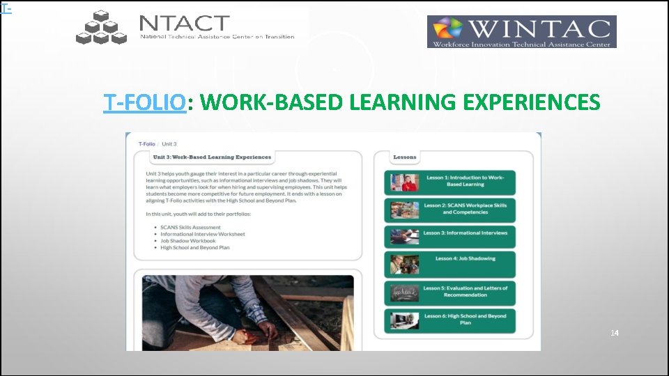 T- T-FOLIO: WORK-BASED LEARNING EXPERIENCES 14 